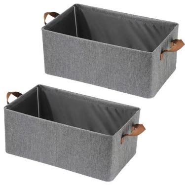 Imagem de Kit 2x Caixa Organizadora Cesto Dobrável Guarda Roupa Grande - Kadê