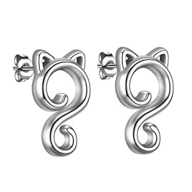 Imagem de beautlace Anéis ajustáveis para gatos fofos banhados a ouro 18 quilates, prata/preto, lindos gatos, animais, anel aberto joia para mulheres KR0029, Metal, Zircônia cúbica