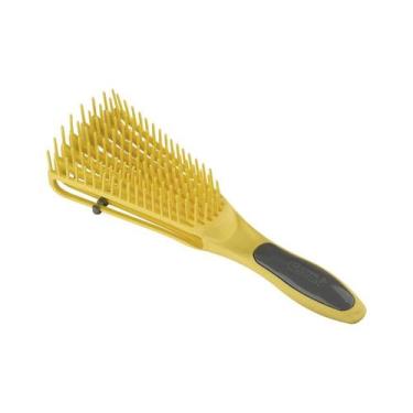Imagem de Escova De Cabelo Caracol Cabelos Crespos e Cacheados Flexível Amarela 