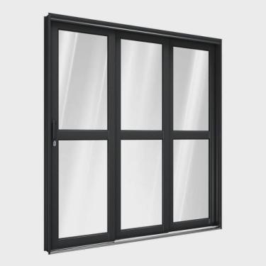 Imagem de Porta de Aço de Correr Lateral com Travessa 3 Folhas 213x200cm Aço Pronto Riobras