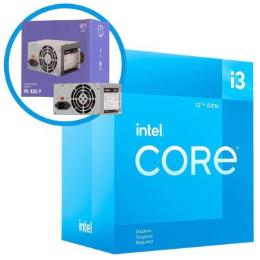 Imagem de Kit Processador Gamer Para Pc Gamer Intel Core I3-12100F Turbo 4.30Ghz Lga 1700 12Mb 4 Núcleos 8 Threads + Fonte Fortrek atx 200W