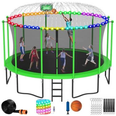 Imagem de Cama Elastica Capacidade até 700 kg com Luz e Cesta de Basquete, LHX, Verde