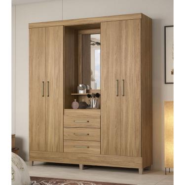 Imagem de Guarda Roupa Pérsia Capelinha com Espelho, 4 Portas e 3 Gavetas - Amendola Touch Demóbile 