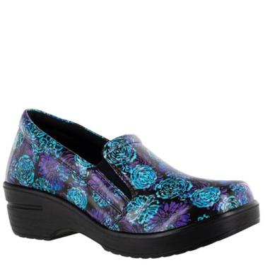 Imagem de Easy Works Tamanco feminino Leeza da Easy Street, Patente Batik roxo e azul, 7.5 Wide