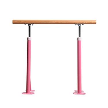 Imagem de Barra de balé de chão altura ajustável madeira maciça dança alongamento barra fitness treinamento balé bastão em casa ou estúdio (rosa 1,5 m)