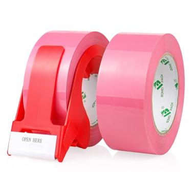 Imagem de BOMEI PACK Fita de Embalagem Rosa com Dispensador, 2,4 Mil 1,88 Pol. X 110 Jardas, 2 Rolos de Recarga, Fita Colorida para Caixa, para Mudança, Envio e Embalagem