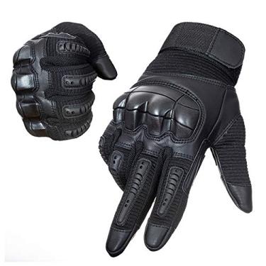 Imagem de YUNLONG Luvas táticas, tela sensível ao toque, motocicleta, dedo inteiro, ciclismo, motocicleta, quadriciclo, caça, caminhada, escalada, operação, trabalho, esportes (preto, médio)