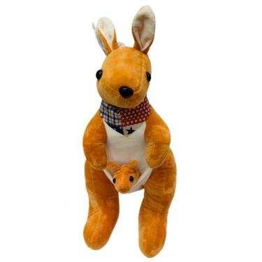Imagem de Canguru Pelúcia Brinquedo Fofinho Caramelo Ou Cinza 40Cm - Ap Toys
