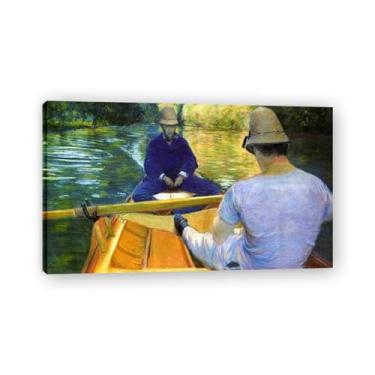 Imagem de Impressões em tela famosas, reprodução em tela, pintura emoldurada, imagem de arte de parede para decoração de casa. (Barqueiro está remando 3). Moldura interna de 60 x 102 cm - 23,6 x 40,1 pol