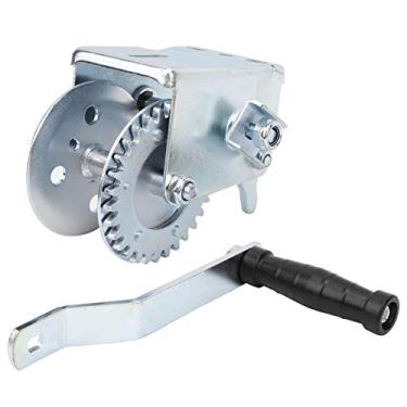 Imagem de Trailer do guincho manual Capstan Iron Hand Crank Winch com catraca reversível e moldura galvanizada para o iate de trailer de barcos de iate Capacidade de 600 libras