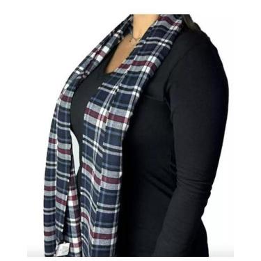 Imagem de Cachecol Lenço Xadrez Inverno Echarpe Tamanho 160cm X 30cm  Preto, Ver