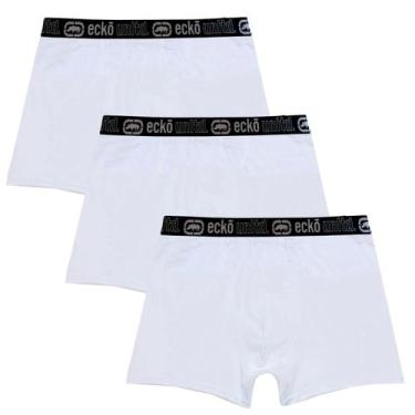 Imagem de Kit 3 Cuecas Masculinas Boxer Cotton Basic Ecko Unltd Branco, G