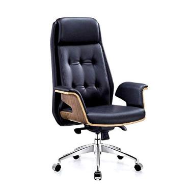 Imagem de FZGGWYHL Escritório de gerência escritório com encosto alto, computador de couro reclinável com apoios de braços, ergonómico para suporte lombar, couro executivo ajustável com apoio para os pés