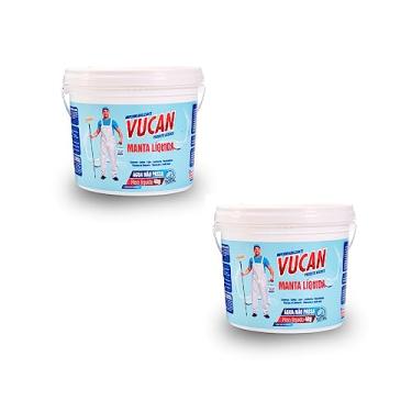 Imagem de Kit com 02 Vucan - Impermeabilizante Emborrachada, 4 em 1, para Tratamento de Paredes com Umidades, Anti-mofo, Alto Rendimento - Balde de 4kg (Branco)