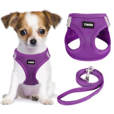 Imagem de Conjunto de arnês e coleira para cães YIMEIS Reflective Purple XS