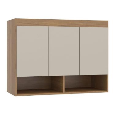 Imagem de Armário Aéreo Guarda Roupa Modulado Selene 3pts Menu Móveis Carvalho