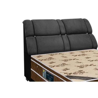 Imagem de Painel de Cama Box Estofada Casal Imperador Suede Cinza/Negro - Simbal