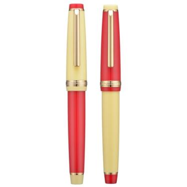 Imagem de Conjunto de 2 canetas tinteiro de resina Jinhao 82 pontas EF&F com conversor, acabamento em ouro vermelho e amarelo misto