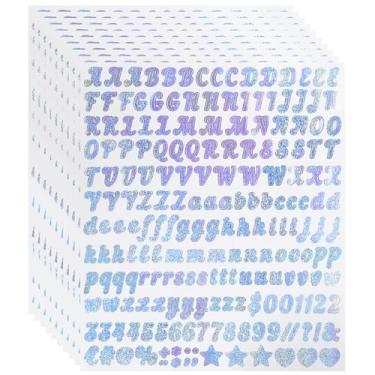 Imagem de 10 folhas de adesivos com número de letras, adesivo autoadesivo de vinil com números do alfabeto de 1/2 polegada para álbuns, decoração, artesanato e bricolage, prata