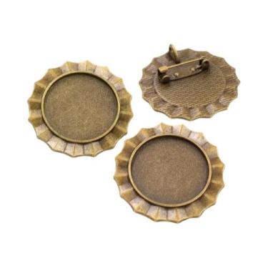 Imagem de Broche de Bronze Banhado a Prata - Estilo Folhas - 5 Peças com Base pa