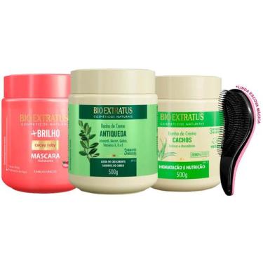 Imagem de Máscaras Bio Extratus +Brilho Jaborandi Cachos 500g +Escova