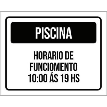 Imagem de Placa Preta Piscina Horario Funcionamento 10 Às 19 36X46 - Sinalizo