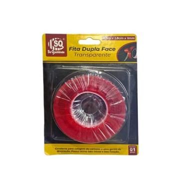 Imagem de Fita Dupla Face Transparente Capa Vermelha Alta Viscosidade e Durabili