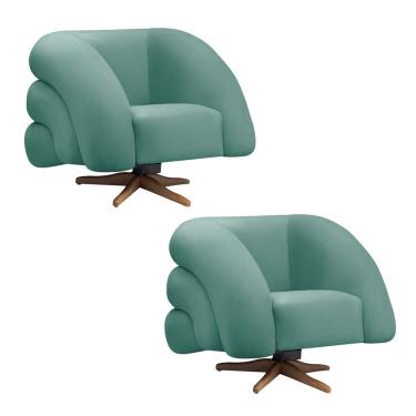 Imagem de Poltrona Giratória Orgânica com Balanço kit 2 Tana Bouclê E03 - D`Rossi