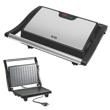 Imagem de Sanduicheira Elétrica BAK, Chapa Antiaderente, Preto e Cinza, Compacta