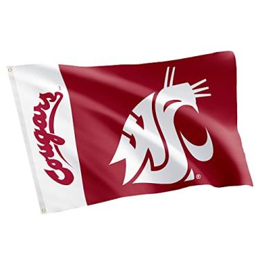 Imagem de Desert Cactus Bandeira da Washington State University Cougars WSU Cougs Wazzu Banners 100% poliéster para ambientes internos e externos bandeiras de 0,9 x 1,5 m (nome da equipe)