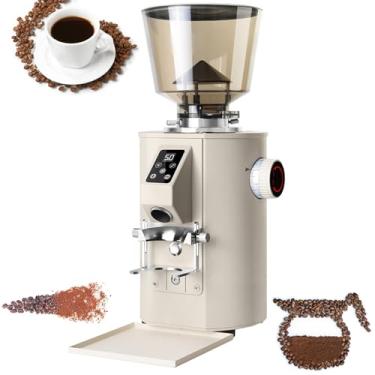 Imagem de Moedor de grãos de café doméstico, moedor de café de rebarba plana com temporizador e painel de controle de LED para expresso, coado, infusão a frio, prensa francesa