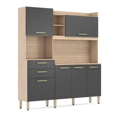 Imagem de Cozinha Compacta Selecta 96211 6 Portas 2 Gavetas MDP 178cm Grafite Avena com Nicho par...
