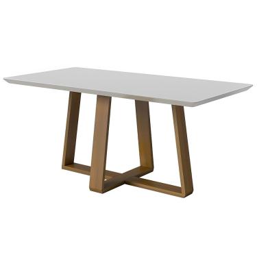 Imagem de Mesa Wood 1.8 C/ Vidro Retangular - Off White/nature
