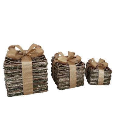 Imagem de Trio De Caixa Decorativas De Natal 3 Pçs