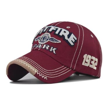 Imagem de Boné Spit Fire Detalhes Bordado Com Fecho Ajustável Aba Curva Vermelho