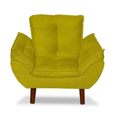 Imagem de Mini Poltrona Cadeira Opala Infantil De Criança Suede Amarelo