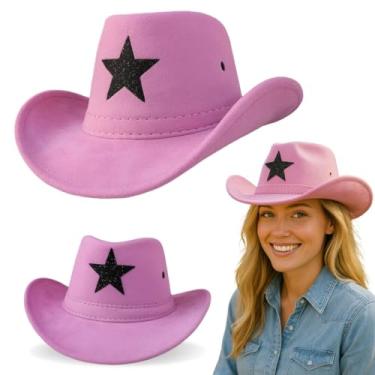 Imagem de Chapéu Country Infantil com Estrela Criança Cowboy Festa Junina Rodeio Menino Menina Unissex Peão Boiadeira Camurça Personalizado Premium MONOLO (Rosa, Infantil (2 a 8 anos))