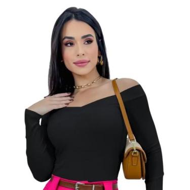 Imagem de Blusa Boby Feminino Ciganinha Ombro Manga Longa Anarruga - rv modas, P