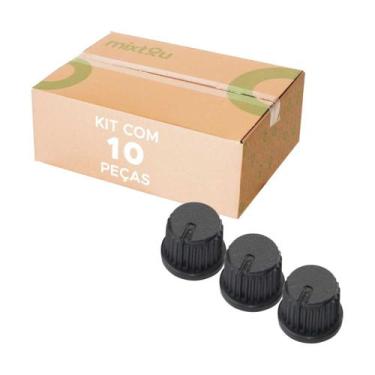 Imagem de 10x Botão Knob Redondo Estriado Com Parafuso Ad209 - Preto - PIX