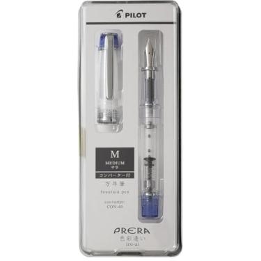 Imagem de PRERA Iro-Ai Pilot Caneta-tinteiro transparente azul ponta média P-FPR-1-TL-M com caneta esferográfica Stylus original