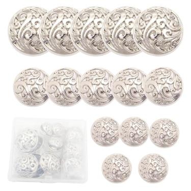 Imagem de WOSHIMT Conjunto De 15 Enfeites Botões Metal, Tamanho Mm, 20 Mm E 25 Faça Você Mesmo, Artesanato, Costura, Substituição, Adequado Para Casacos, Sobretudos Ternos (Prata)