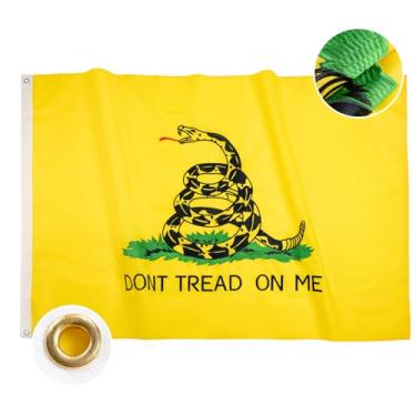 Imagem de Bradford Bandeira "Não Pise Em Mim" 4X6 Pés Bordada Para Área Externa Gadsden Resistente Exterior Bandeiras De Cascavel Com 2 Ilhós Latão
