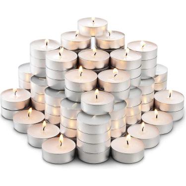 Imagem de Kit 60 Velas Rechaud Decorativas Brancas Suporte Alumínio