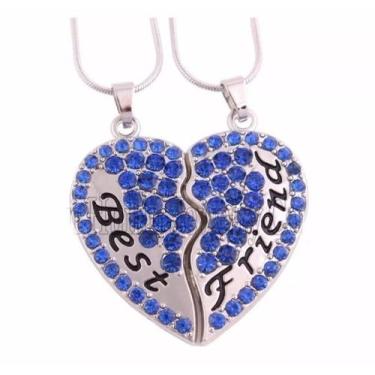 Imagem de Colar Best Friends Detalhe Azul Folheado Níquel - 2Pçs - Milena Folhea