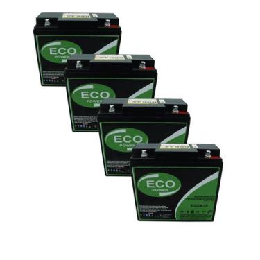 Imagem de Kit 4 Baterias Estacionárias Eco Power 24AH 12V VRLA AGM Ciclo Profund