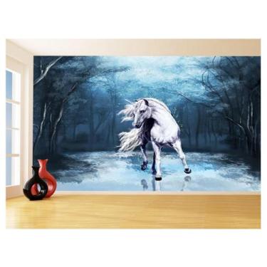 Imagem de Papel De Parede 3D Animais Unicórnio Floresta 3,5M Anm361 - Você Decor