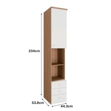 Imagem de Guarda Roupa Lateral de Cama Diagonal 1 Porta 3 Gavetas 234cm Setiba P