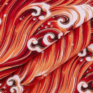 Imagem de MAYJOYDIY 1 jarda 149 cm laranja vermelho japonês ondas do mar tecidos de algodão estilo japonês acolchoado design bronzeador para costura saco de roupas toalha de mesa sofá travesseiro artesanato DIY