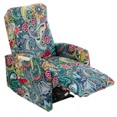 Imagem de Eco-Ancheng Capa reclinável pequena para poltronas reclináveis, capa de sofá elástica para assentos de home theater com parte inferior elástica, 1 protetor reclinável de assento com bolso para