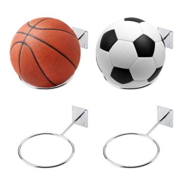 Imagem de Vankcp Conjunto de 4 suportes de basquete para parede, suporte de armazenamento de bolas esportivas de metal para basquete, futebol, vôlei, futebol, rúgbi